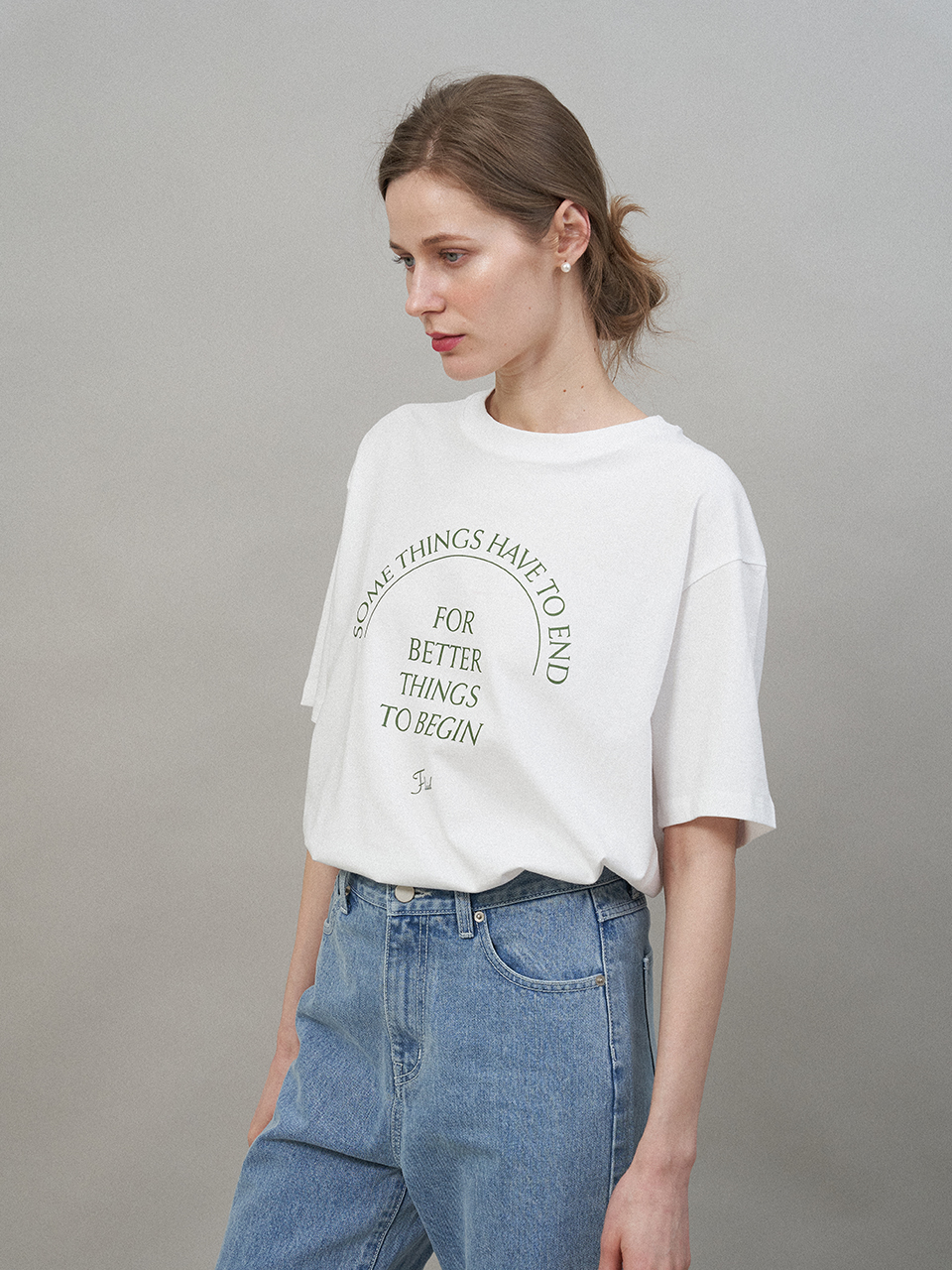 Lettering Print T-Shirt (White)