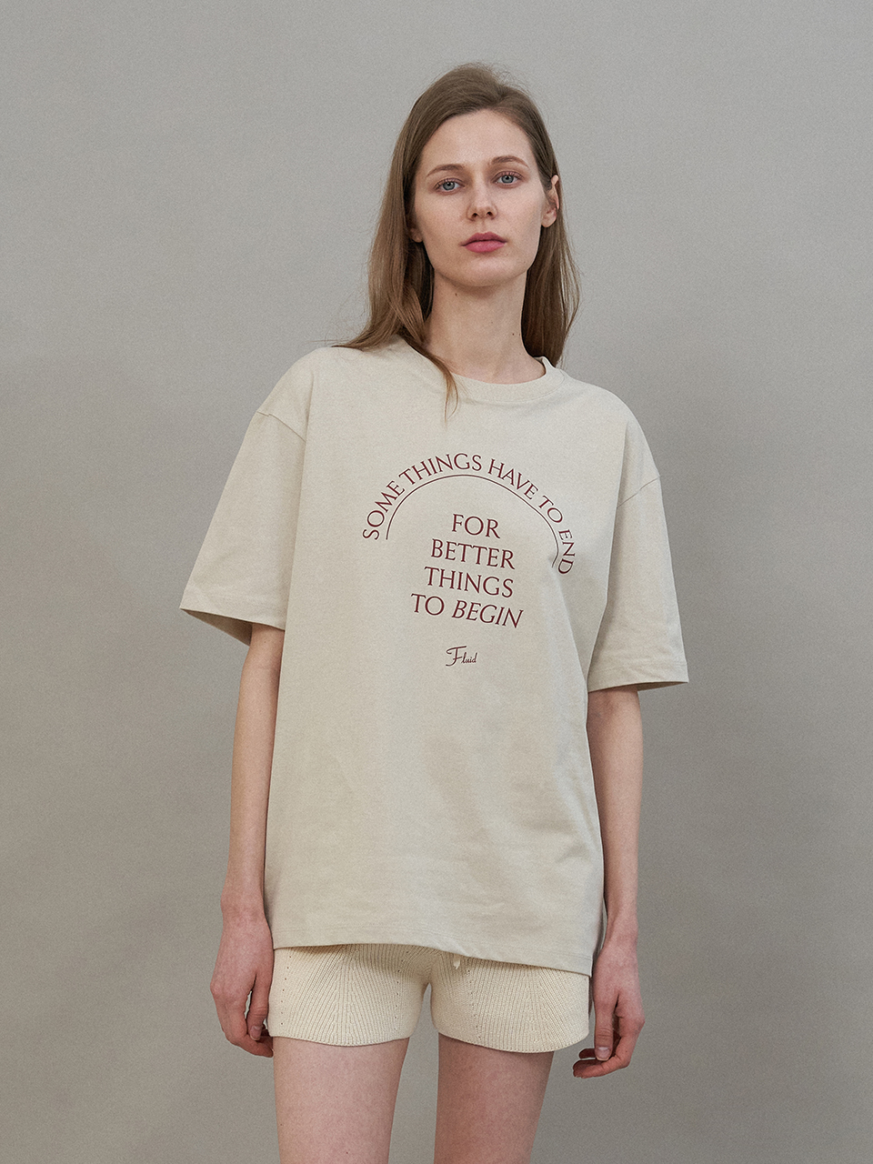 Lettering Print T-Shirt (Stone Beige)